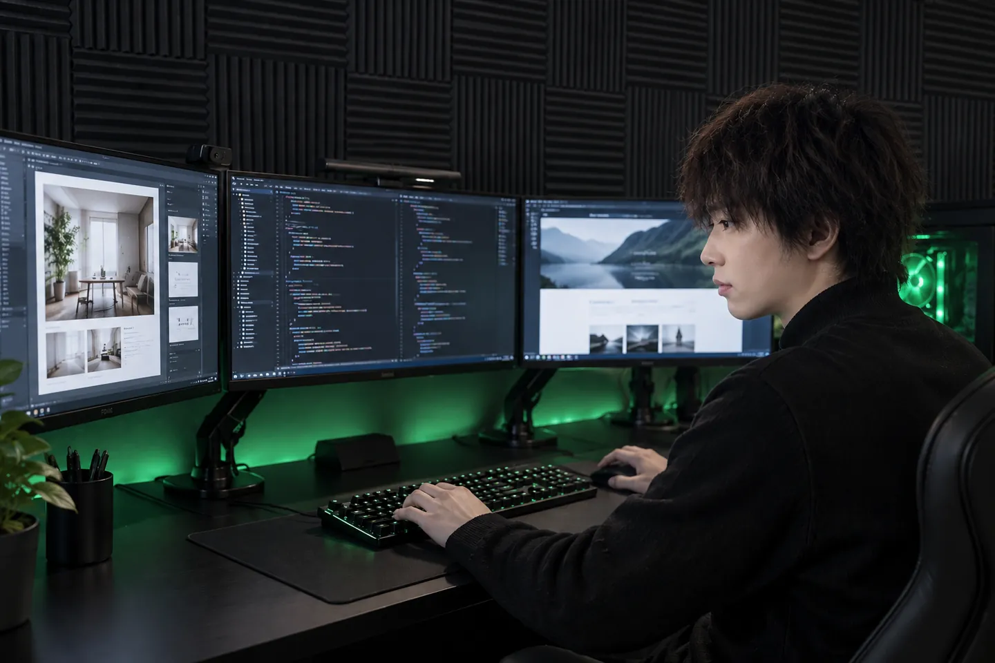 クライアント案件の設計画面とコードを並べて、一人で実装を進めている実際の様子